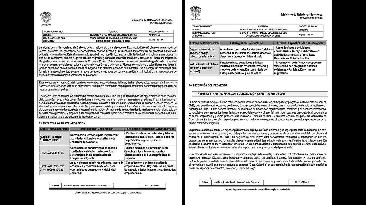 La resolución que asigna recursos para hacer actividades en Chile. 