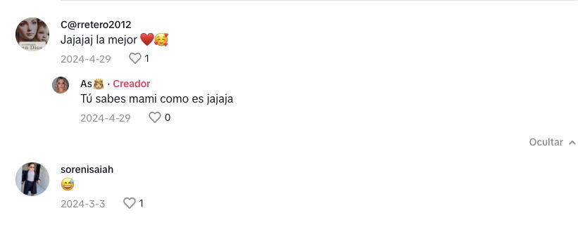 Publicación en TikTok de alias La Diabla