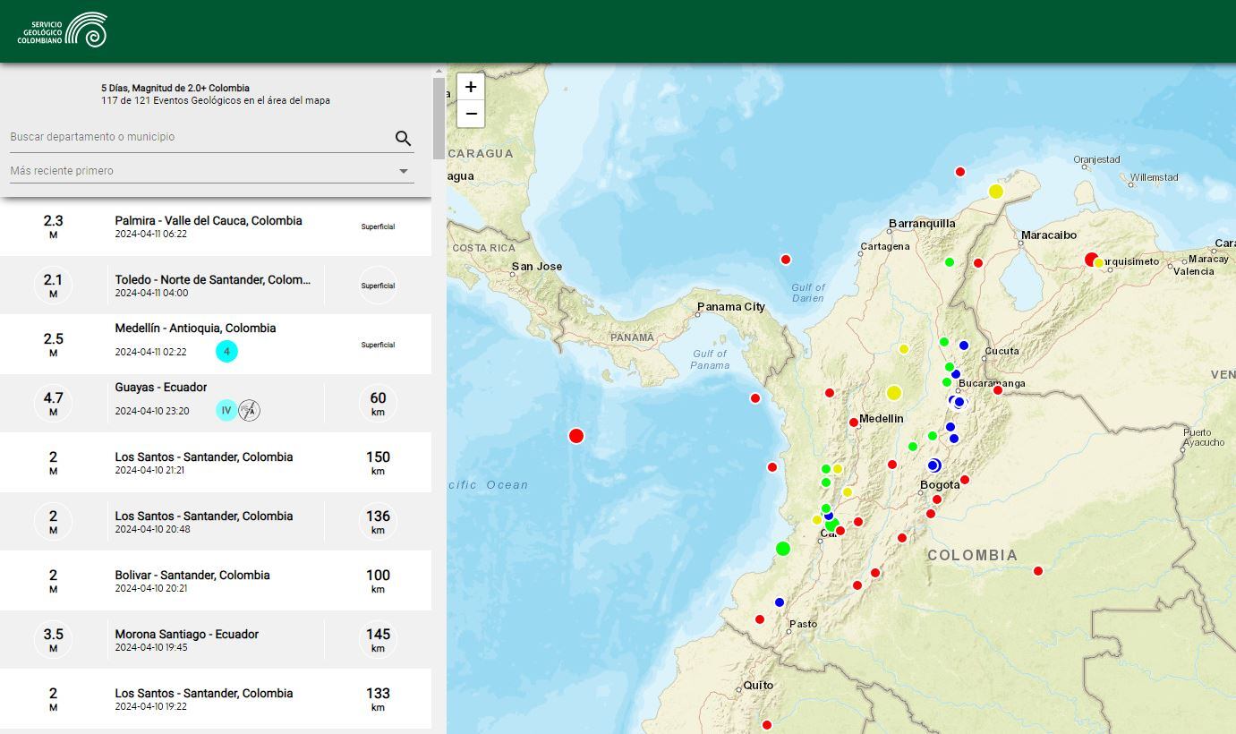El SGC registra en tiempo real la actividad sísmica en Colombia.