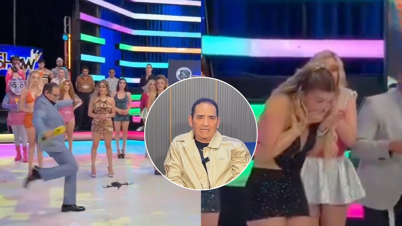 Presentador mexicano pateó un dron y terminó golpeando a modelo colombiana.