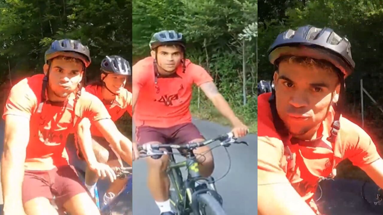 Luis Díaz en bicicleta. Foto: Captura de pantalla - Liverpool FC (@LFC)