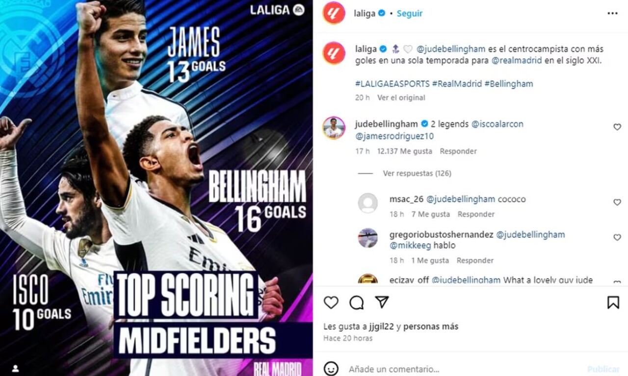 Elogio de Bellingham a James.