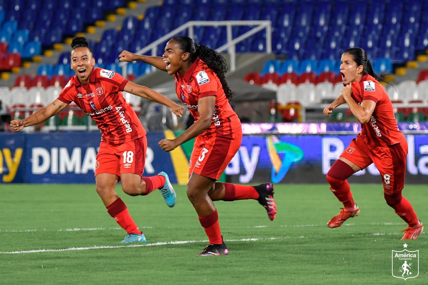 Las Diablas Rojas disputarán su tercera final de la Liga Betplay Femenina. Foto: Twitter: @americadecali