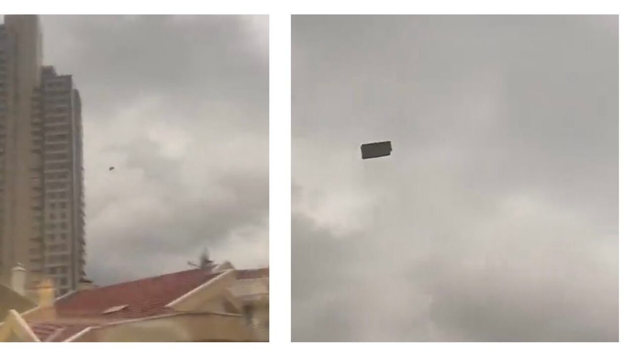 En video quedó registrado el instante en el que un sofá salió volando desde un edificio de 35 pisos Ankara, Turquía, como consecuencia de una fuerte tormenta.