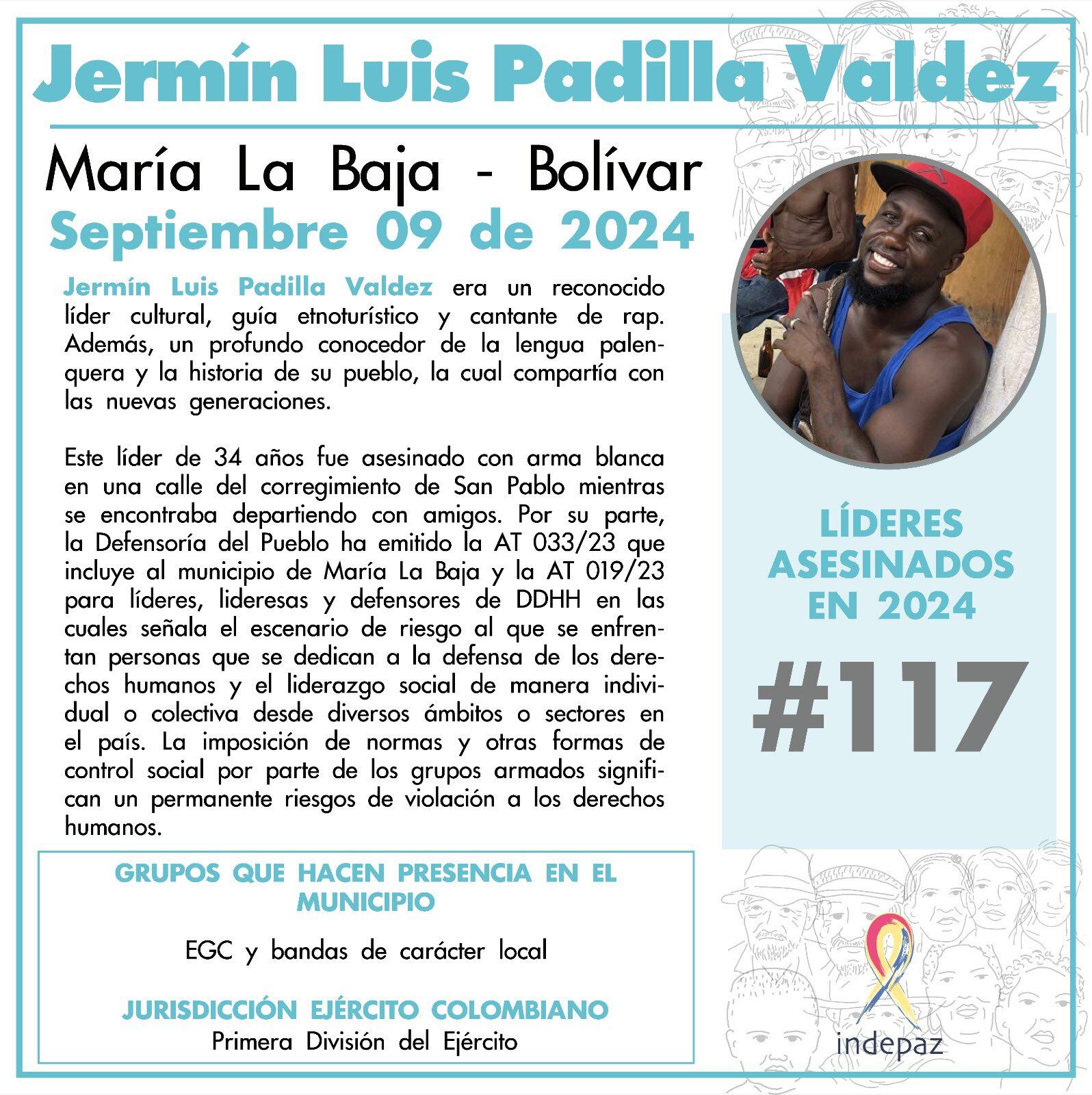 Jermír Padilla, líder asesinado