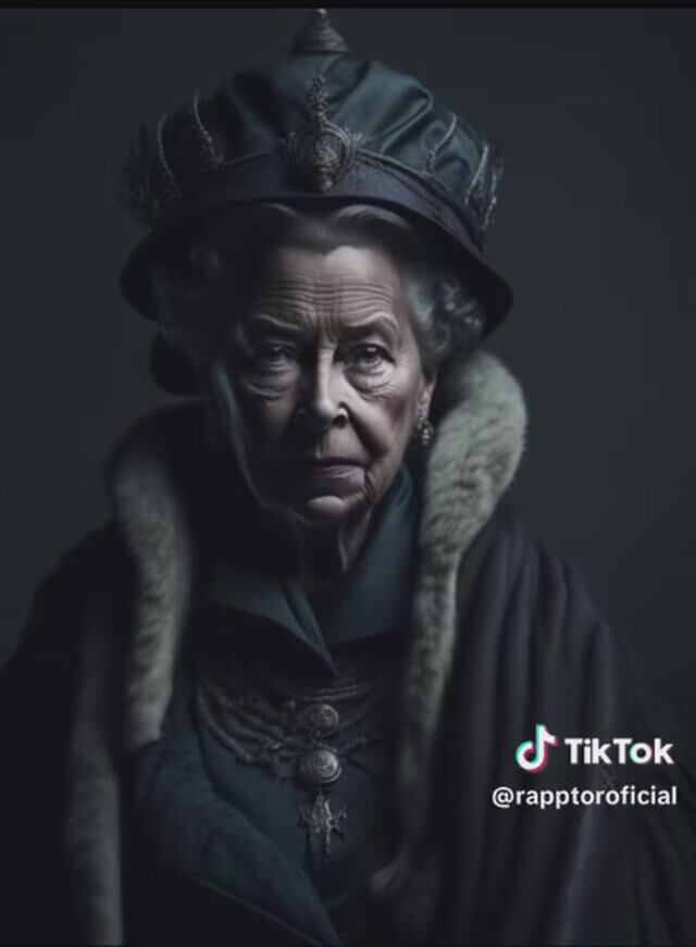 Ilustración generada por IA de la Reina Isabel II.