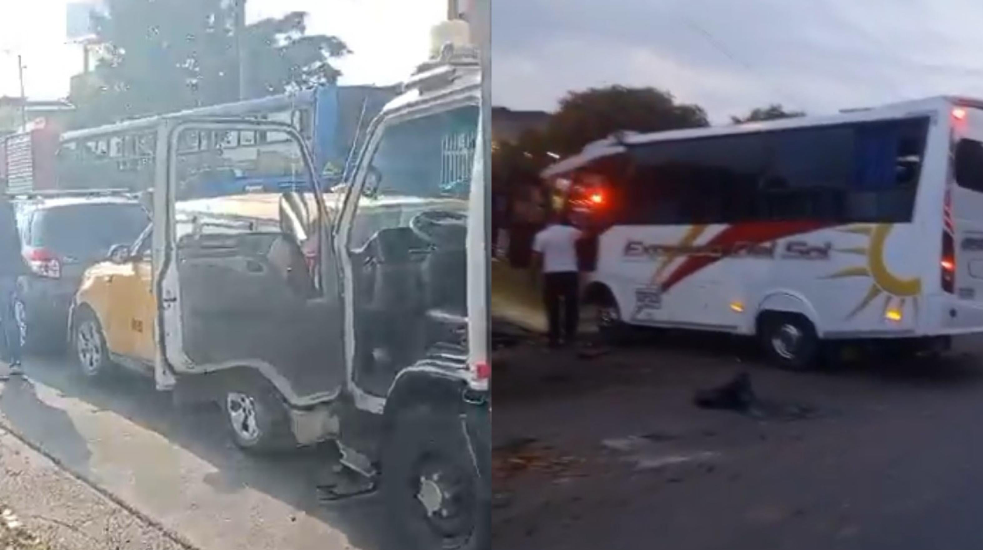 Siniestro múltiple entre dos camiones, dos taxis y tres automóviles.