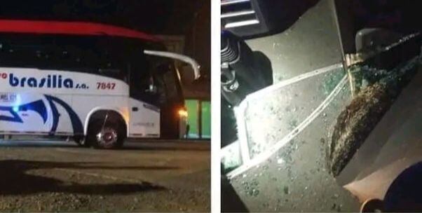 Así quedó vandalizado el bus de Brasilia.