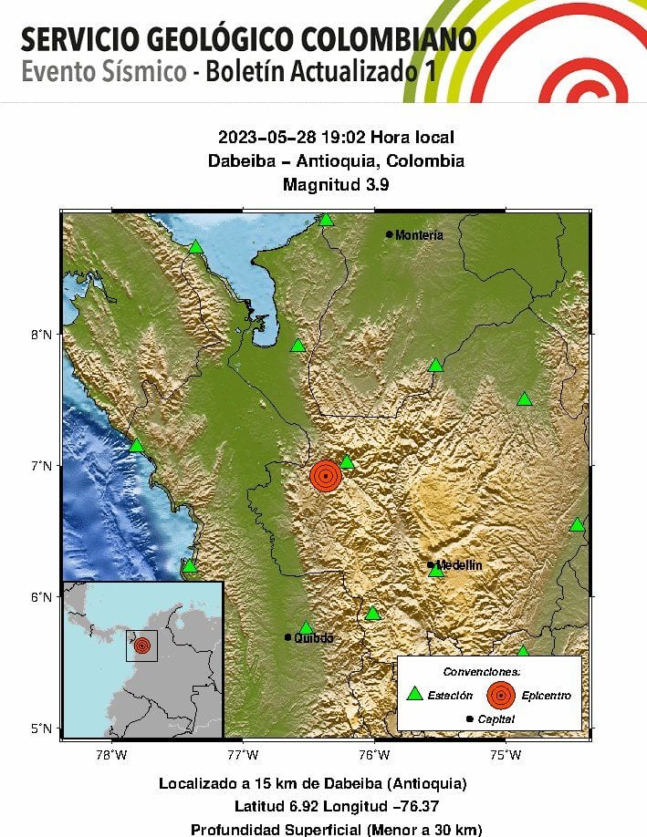 Temblor en Antioquia.