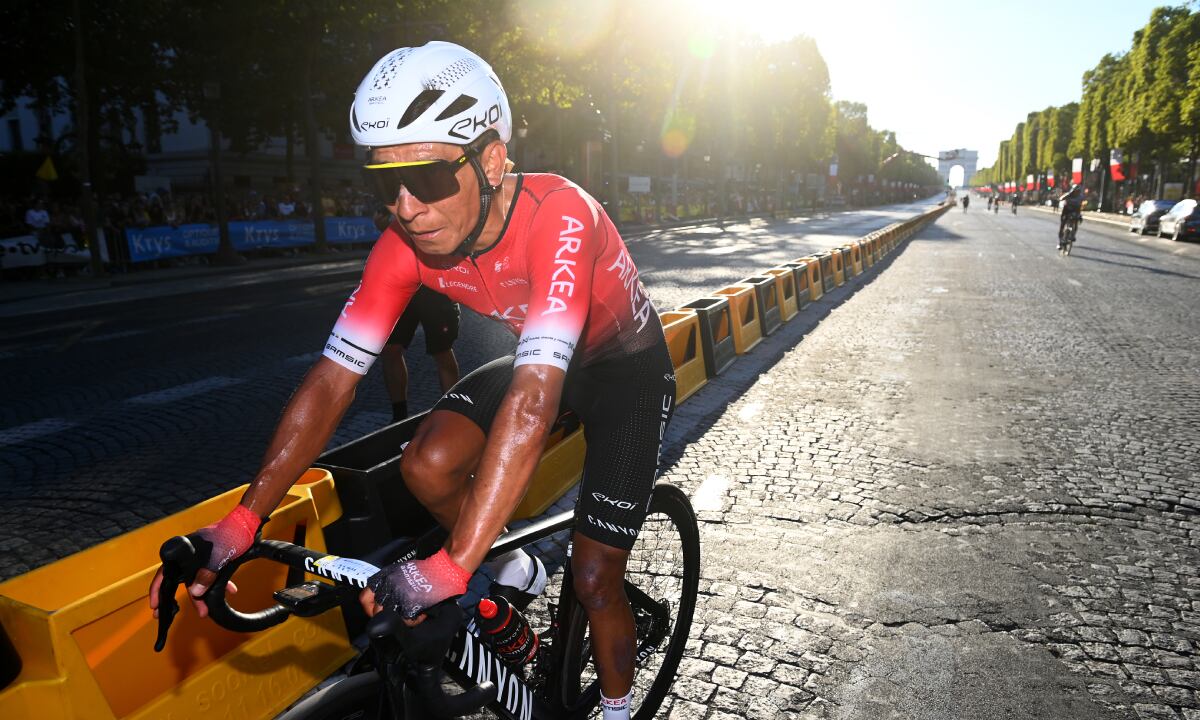 PARIS, FRANCE - JULY 24: Nairo Alexander Quintana Rojas of Colombia and Team Arkéa - Samsic reacts after the 109th Tour de France 2022, Stage 21 a 115,6km stage from Paris La Défense to Paris - Champs-Élysées / #TDF2022 / #WorldTour / on July 24, 2022 in Paris, France. (Photo by Getty Images/Tim de Waele)