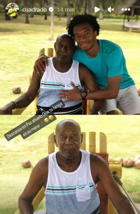 Juan Guillermo Cuadrado anunció el fallecimiento de su abuelo en Instagram.