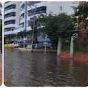 Calles anegadas en Cartagena, por copiosas lluvias. La situación se repitió en varios departamentos.