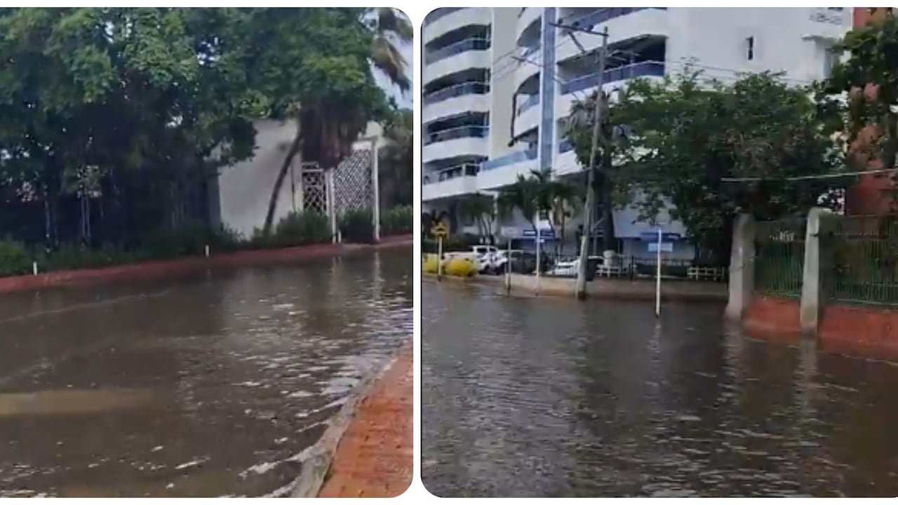 Calles inundadas en Cartagena por lluvias. La situación se repitió en varios departamentos.