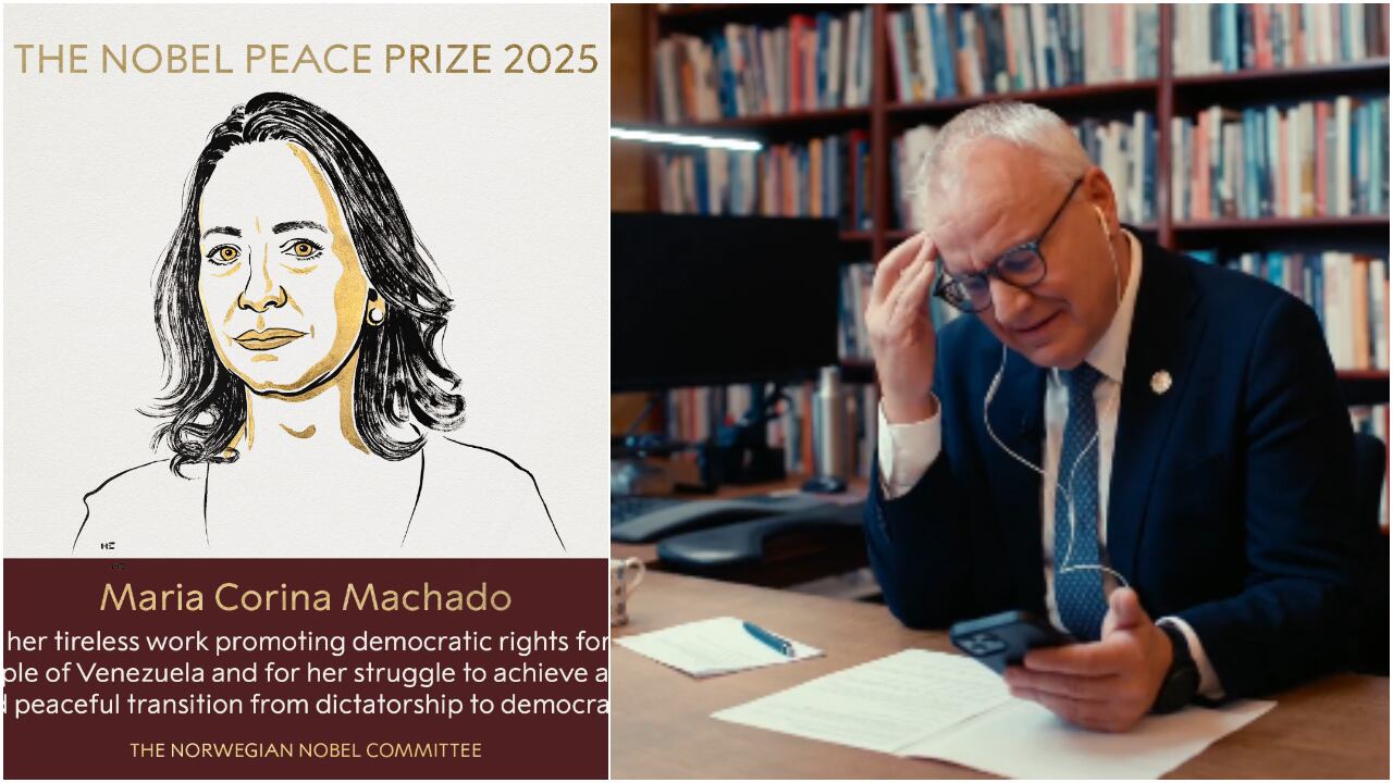 María Corina Machado, Nobel de Paz 2025, y Kristian Berg Harpviken, director del Instituto Nobel de Noruega.