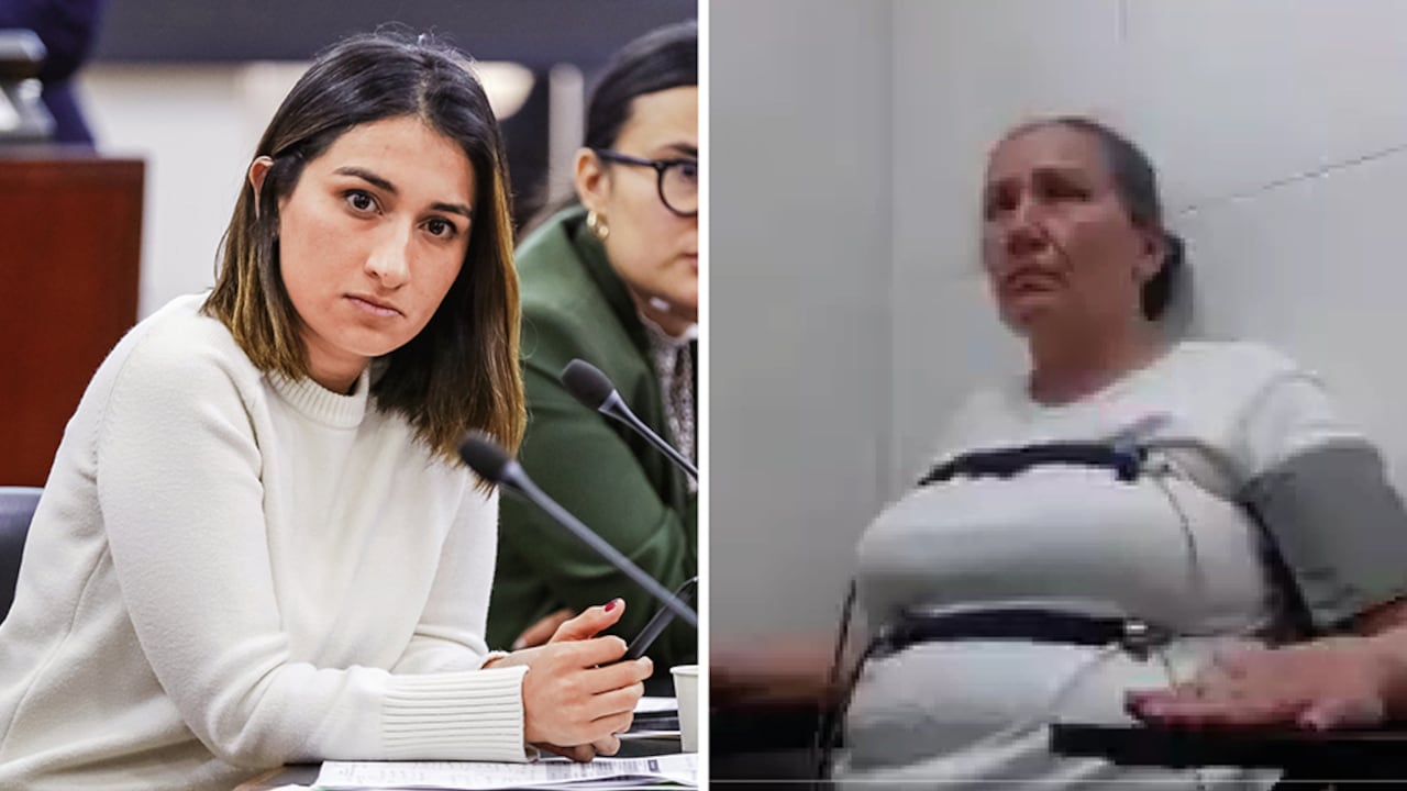 Imagen de Marelbys Meza, exniñera de Laura Sarabia, sometida al polígrafo en un sótano frente a la Casa de Nariño.