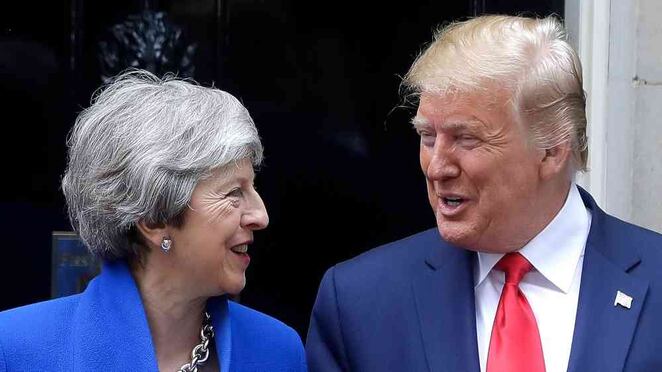 Donald Trump se reunió con la primera ministra Theresa May para conmemorar el fin de la Segunda Guerra Mundial.