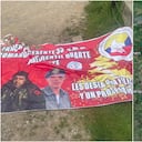 Pancarta Farc y mapa