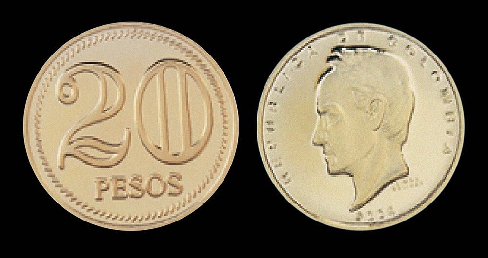 Moneda de veinte pesos (1989).