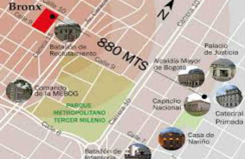 Bronx estaba a escasos metros de los centros de poder entre ellos: la Casa de Nariño, el Congreso y la sede de la Alcaldía.   