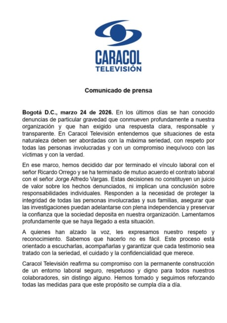 Comunicado Noticias Caracol