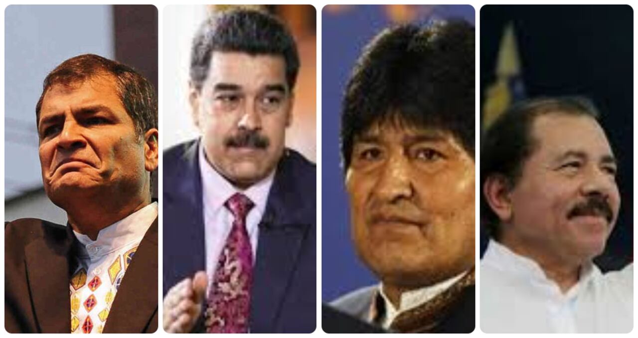 Nicolás Maduro, Rafael Correa, Evo Morales y Daniel Ortega