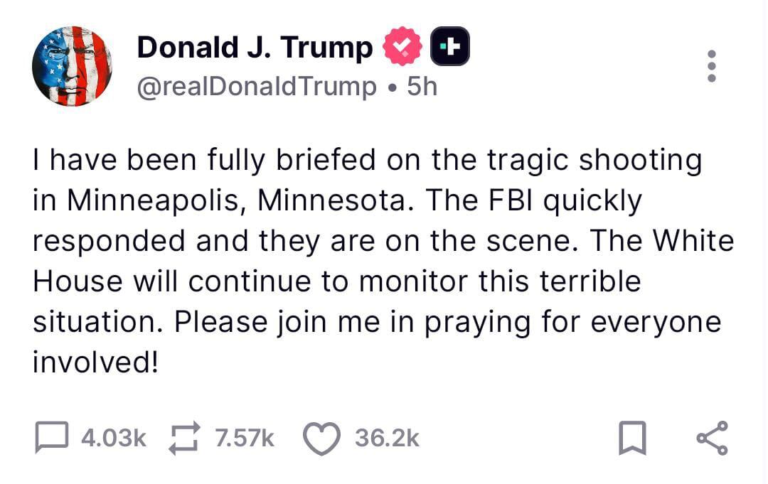 Reacción de Trump a la tragedia