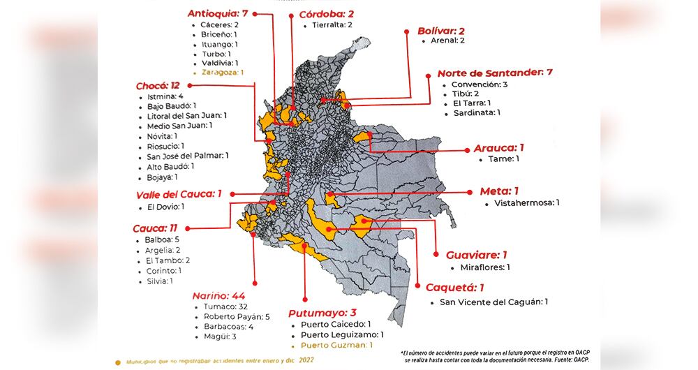 En algunas regiones del país se registran más minas antipersonal.