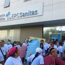Protesta en Sanitas Barranquilla.