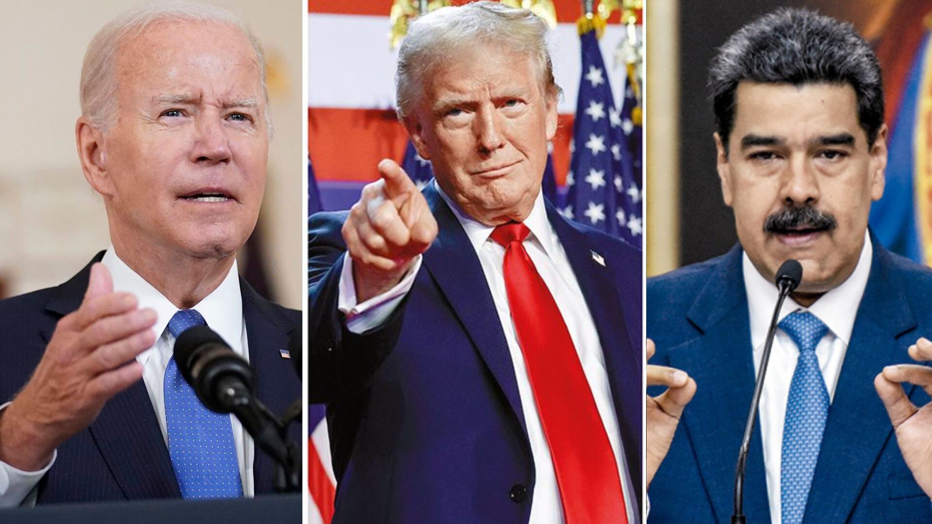 Joe Biden, Donald Trump y Nicolás Maduro