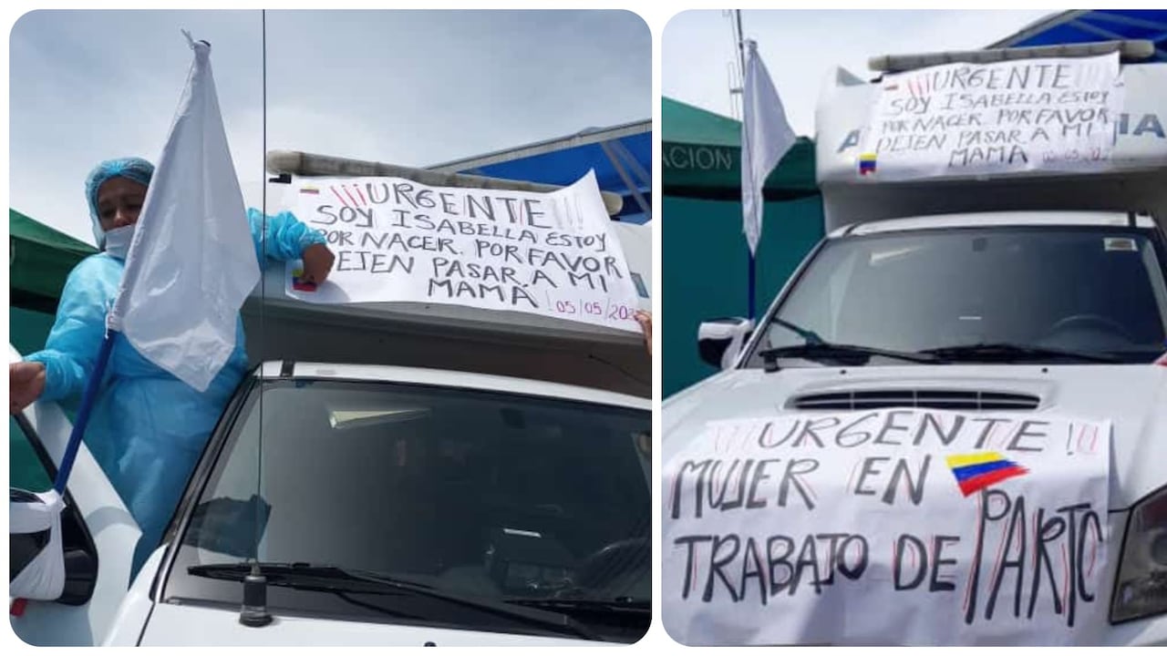 Un vehículo tuvo que poner carteleras para que lo dejaran pasar. Atendía una mujer gestante.