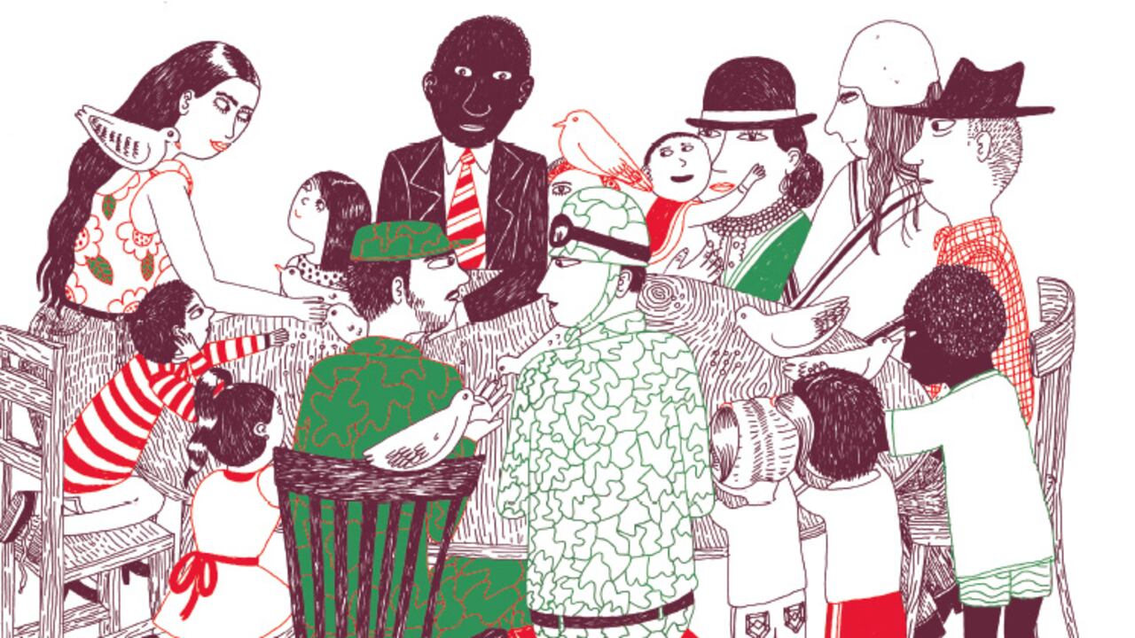 Portada del libro ‘Los niños piensan la paz’, del proyecto ‘La paz se toma la palabra’ del Banco de la República. Ilustración, Powerpaola.