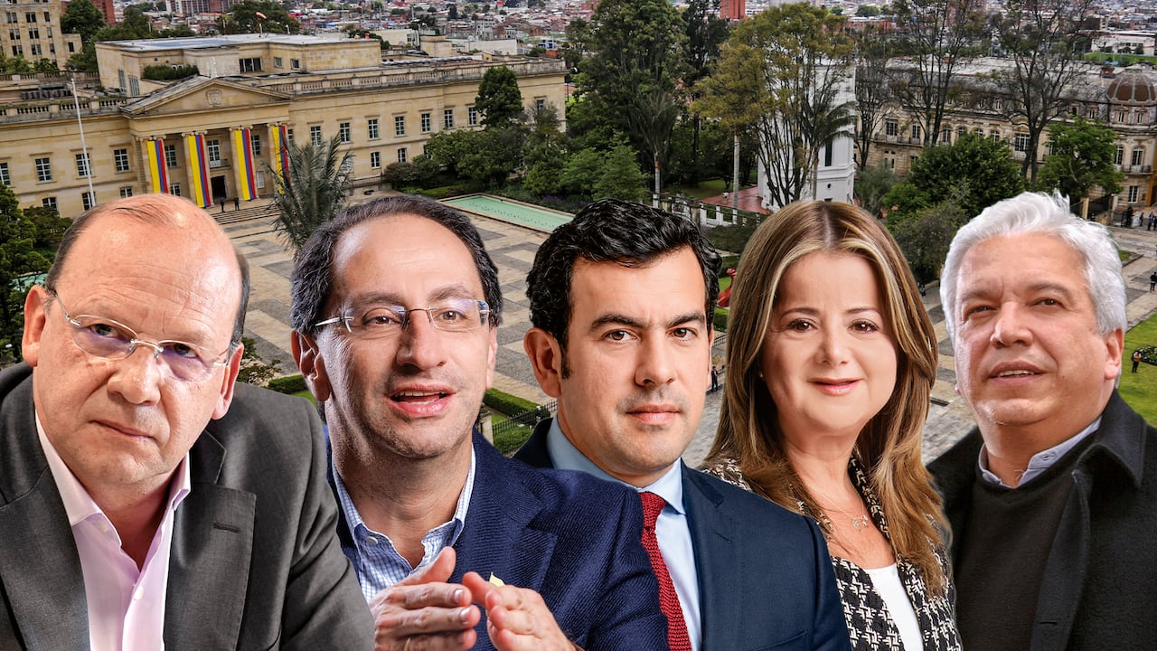 De izquierda a derecha: Germán Ávila Plazas, José Manuel Restrepo, Rodrigo Lara, Elsa Noguera y Carlos Alonso Lucio.