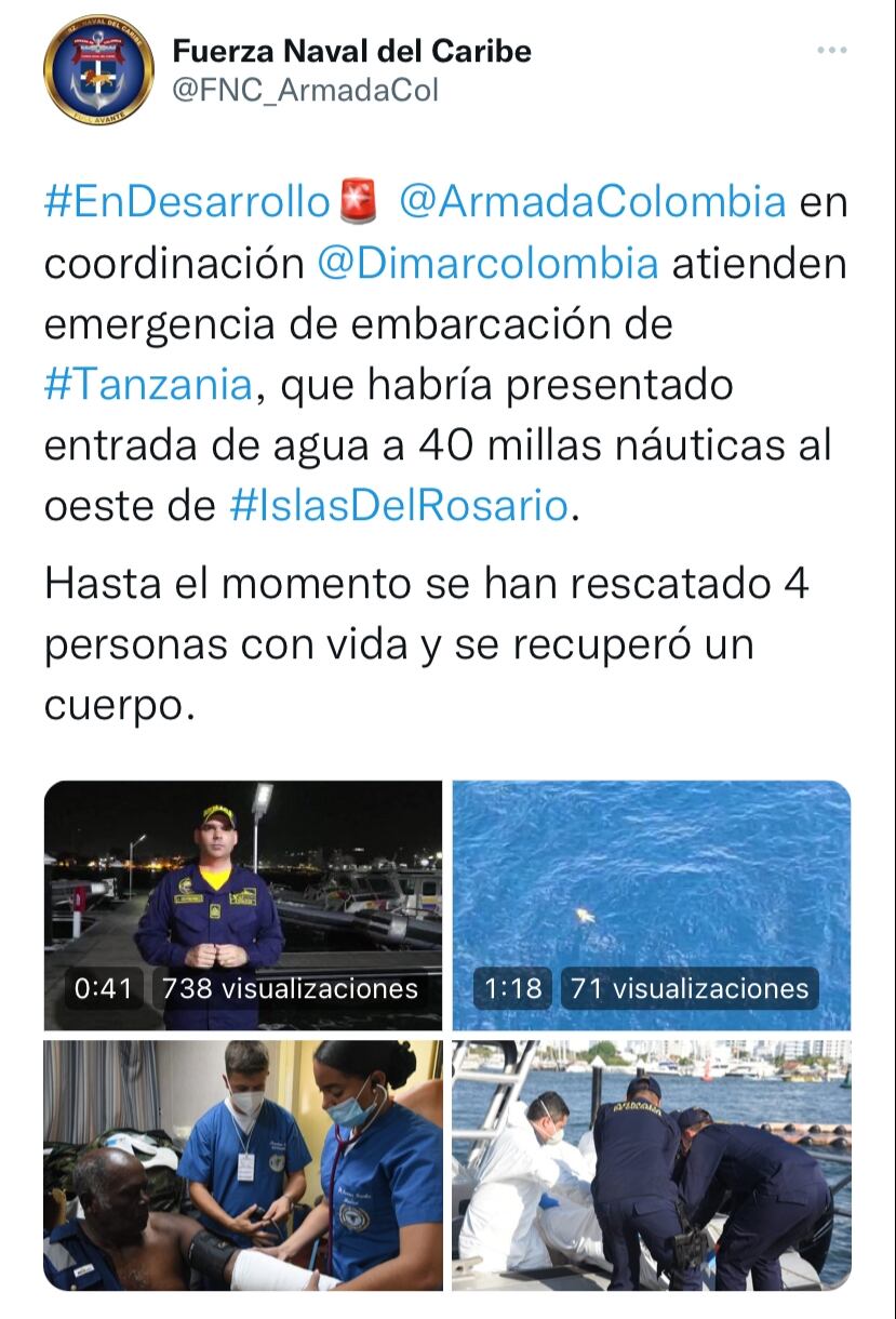 Armada Nacional  atendió la emergencia