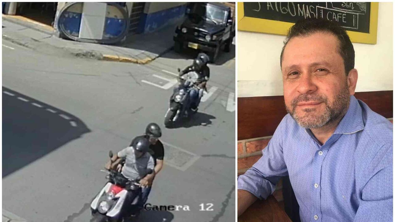 Imagen del momento en que huían en dos motos los cuatro sicarios que atentaron contra el médico y precandidato a la alcaldía de Cartago, Hugo Eduardo Cedeño.