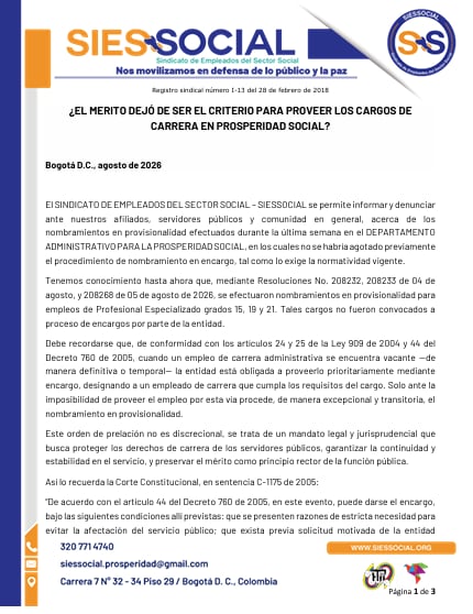 Comunicado de Siessocial.