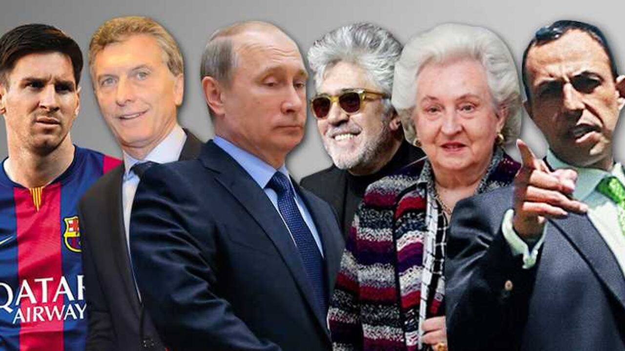 De izquierda a derecha: Messi, Macri, Putin, Almodóvar, Pilar de Borbón y Carlos Gutiérrez Robayo.