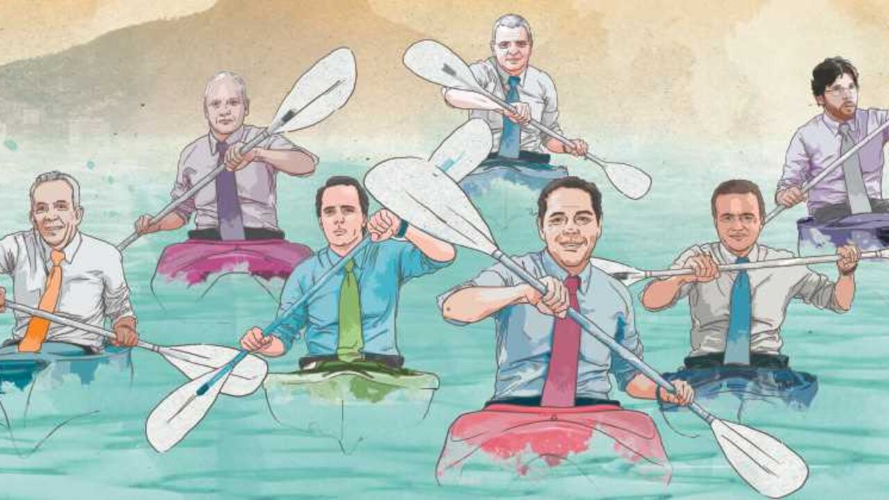 Jorge Castellanos (Presidente de ETB), Juan Guillermo Vélez (Presidente de Virgin Mobile), Alfonso Gómez (Presidente de Telefónica-Movistar), Roque Vicente Lombardo (Presidente de DirecTV), Carlos Zenteno (Presidente de Claro), Esteban Iriarte (Presidente de Tigo-UNE) y Jorge Andrés Palacio (Presidente de Avantel)