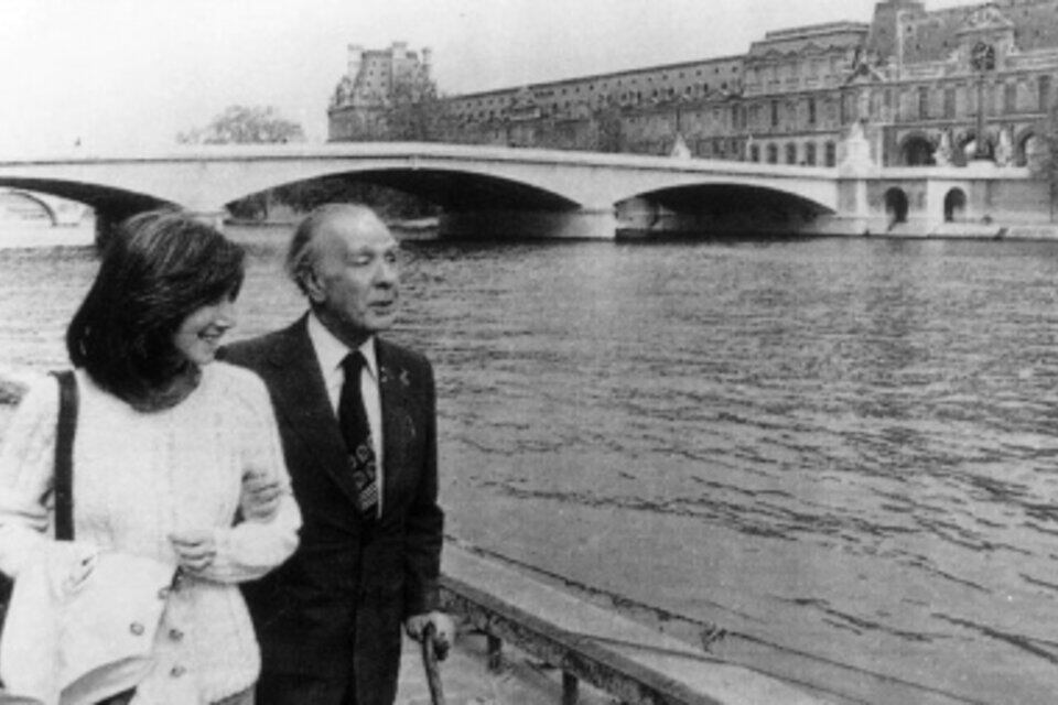 María Kodama y Jorge Luis Borges.