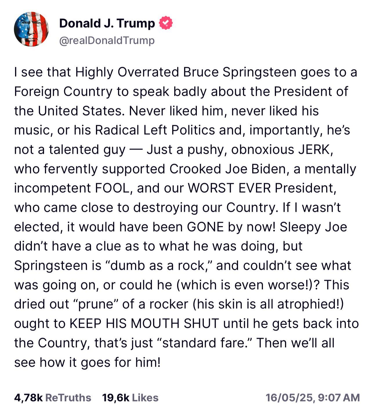 Este fue el duro mensaje del presidente contra el cantante