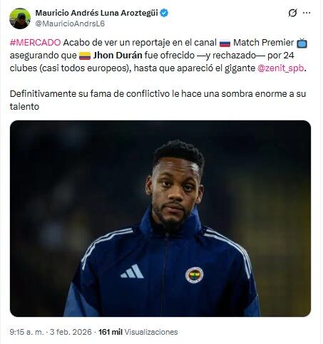 Pantallazo X: @MauricioAndrsL6