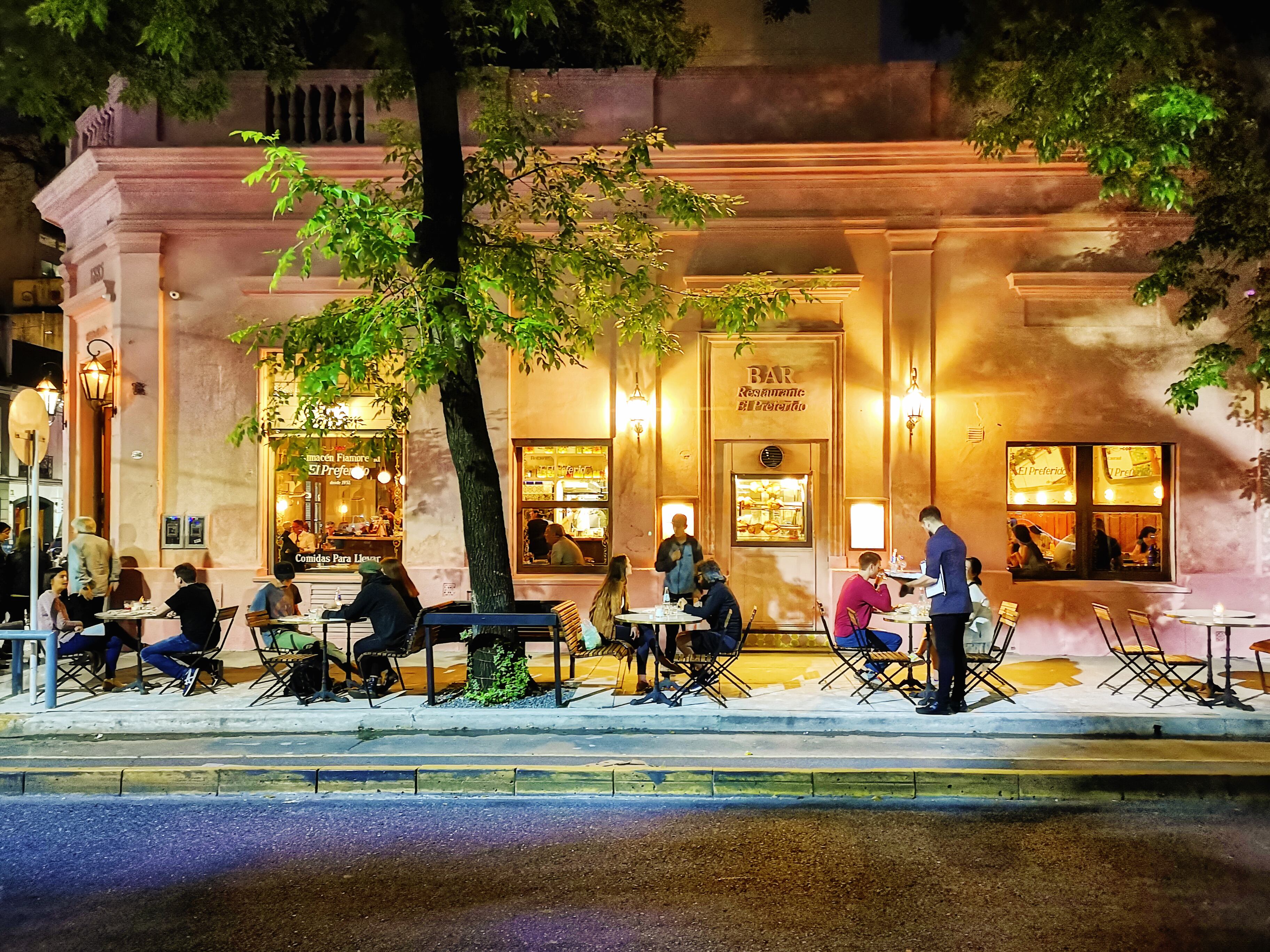 Buenos Aires Palermo nightlife food service street scene in Springtime