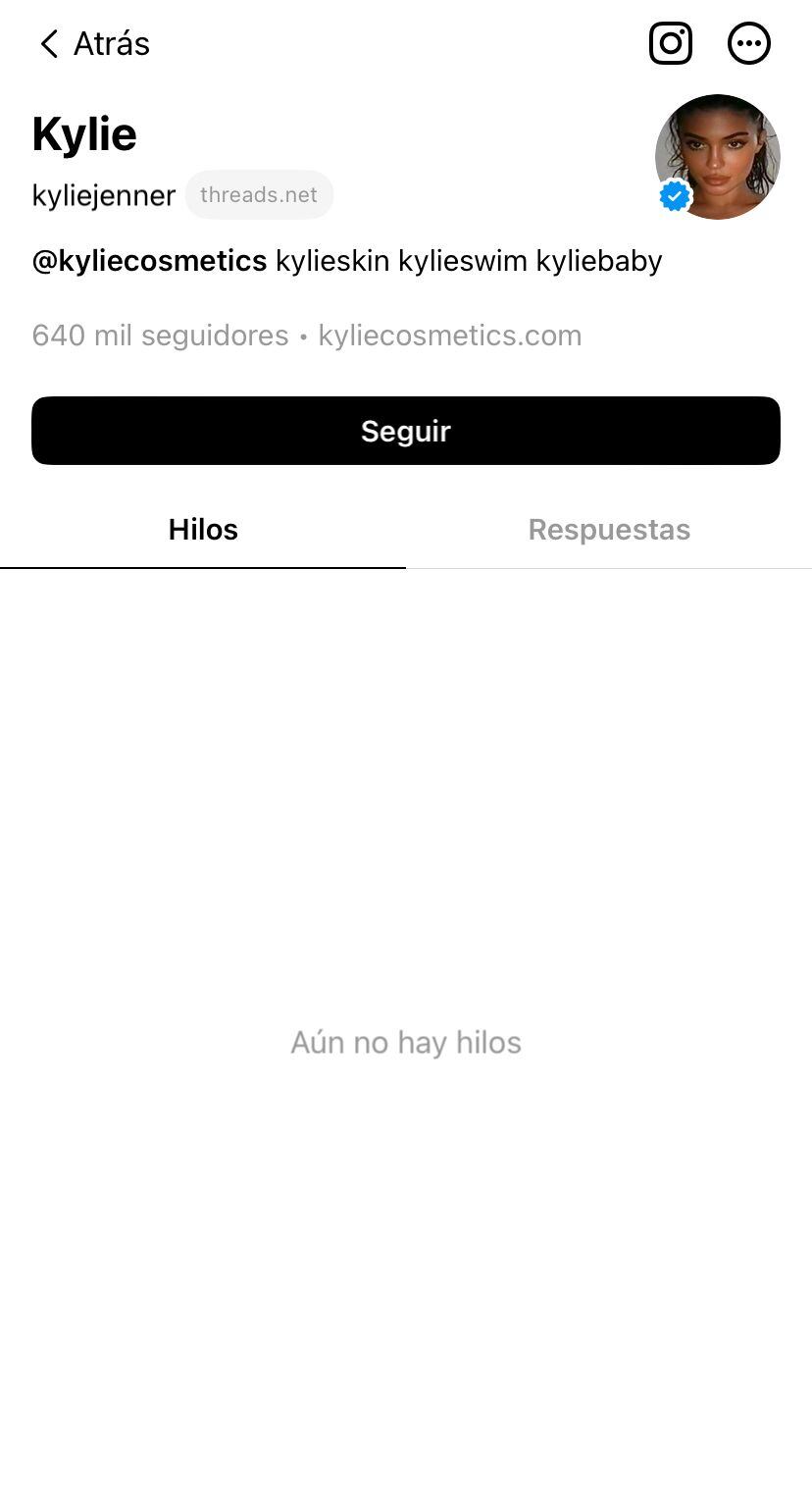 Kylie Jenner no ha publicado aún en la plataforma digital.