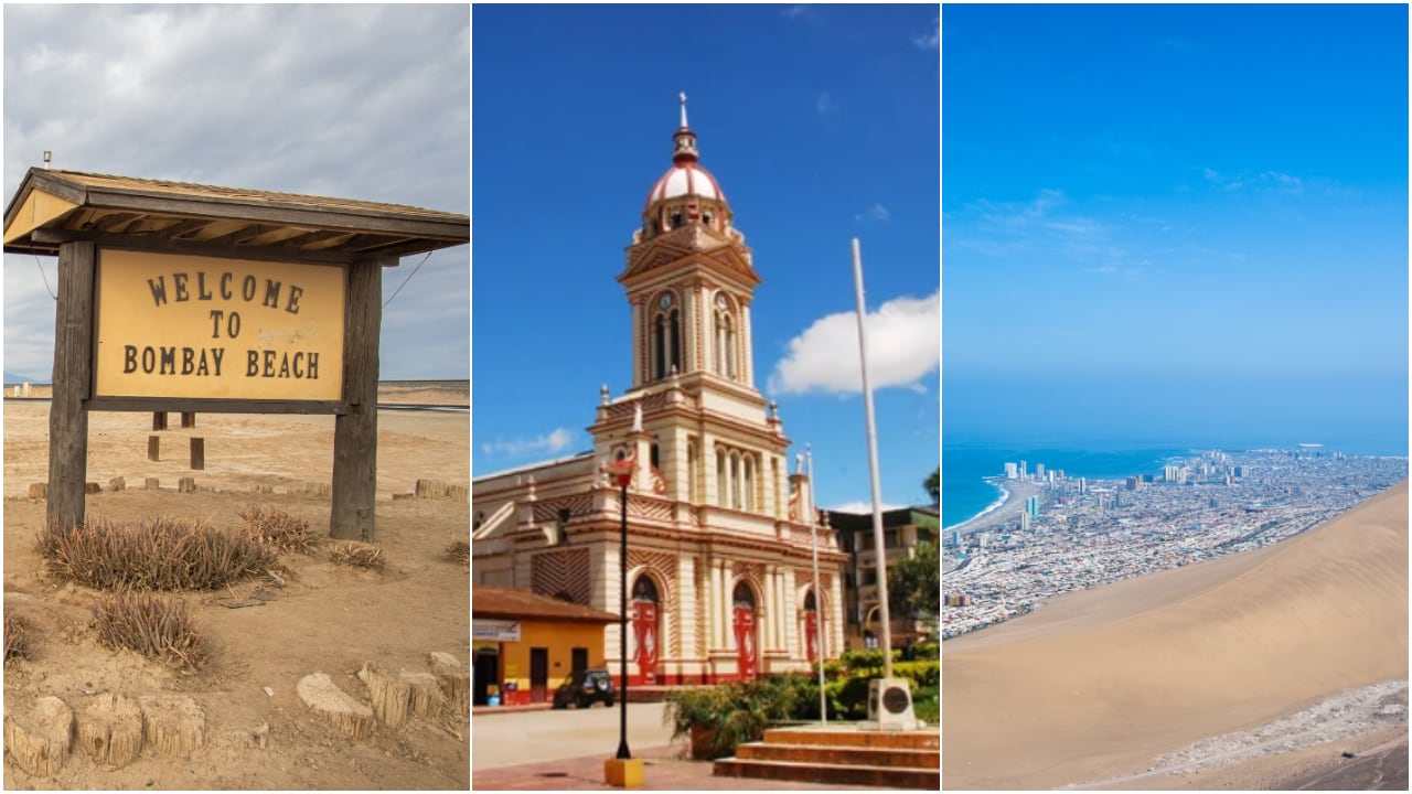 Bombay Beach (Estados Unidos), Chaparral (Colombia) e Iquique (Chile)