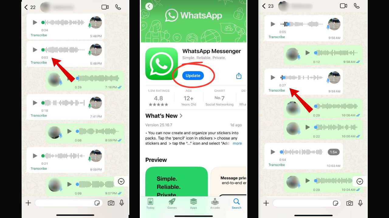 Una actualización pendiente era la causa del error que impedía ver si una nota de voz ya había sido escuchada.