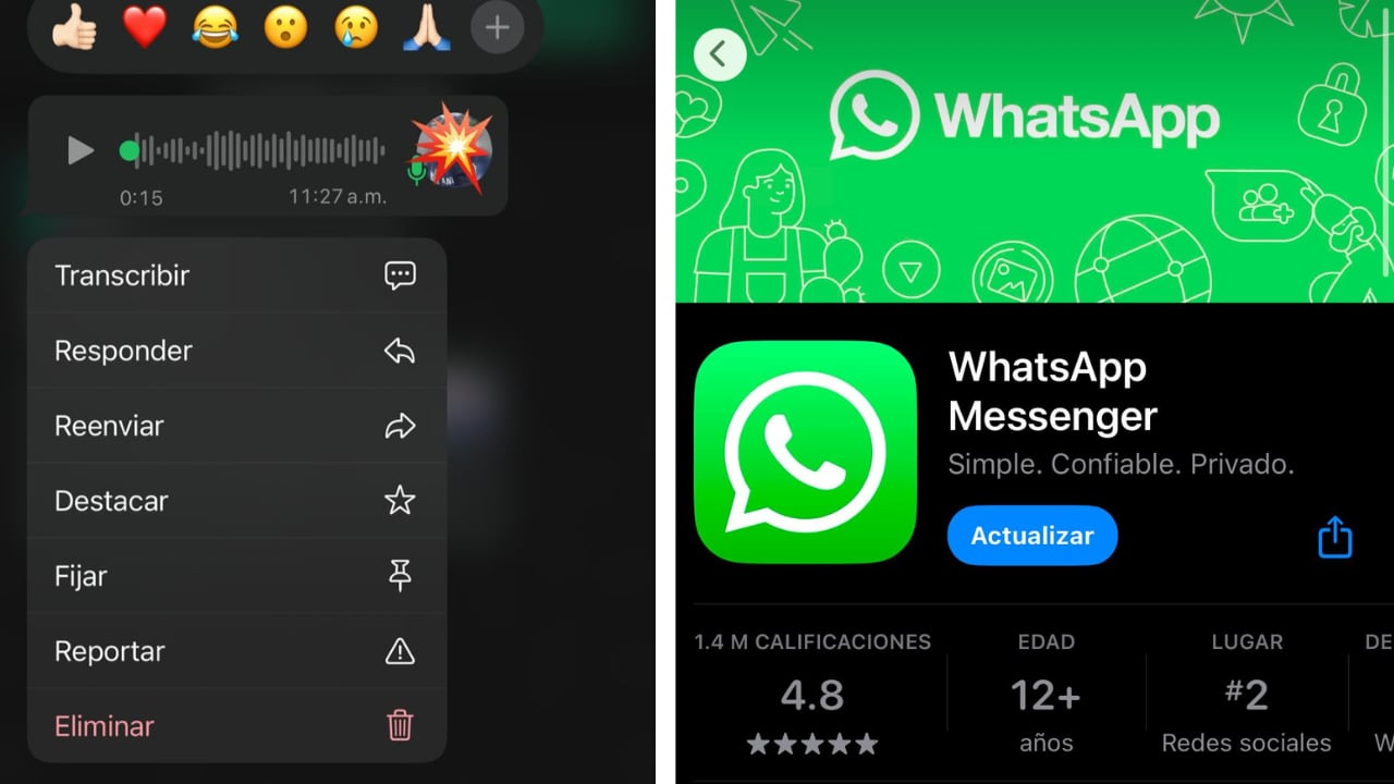 Actualizar WhatsApp es el primer paso para descubrir su nueva herramienta: transcribir audios a texto en iOS.