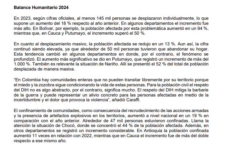 Comité Internacional de la Cruz Roja entregó dura radiografía sobre el orden público en Colombia en medio de las negociaciones con los grupos criminales.