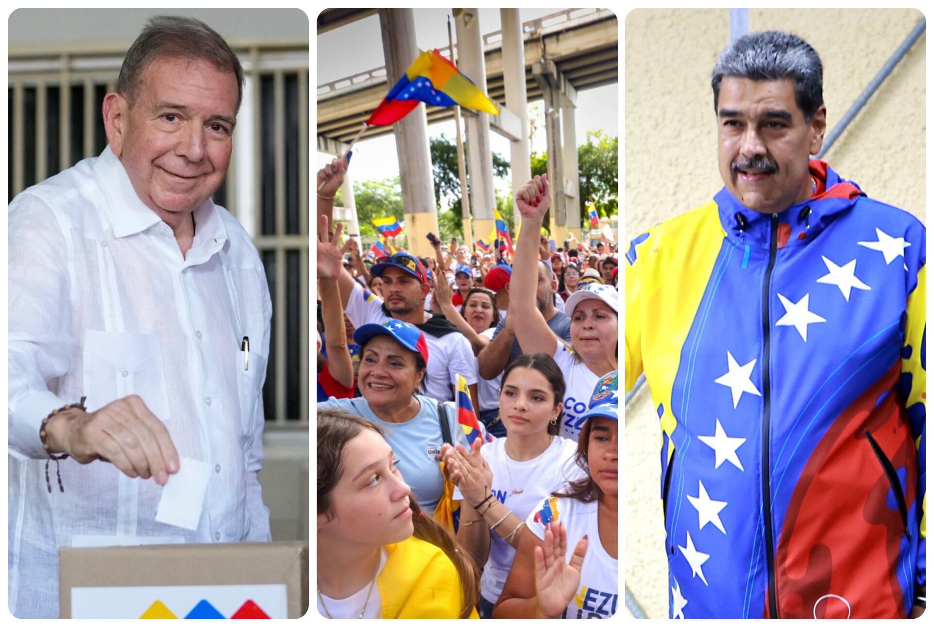 Los candidatos Edmundo González y Nicolás Maduro.