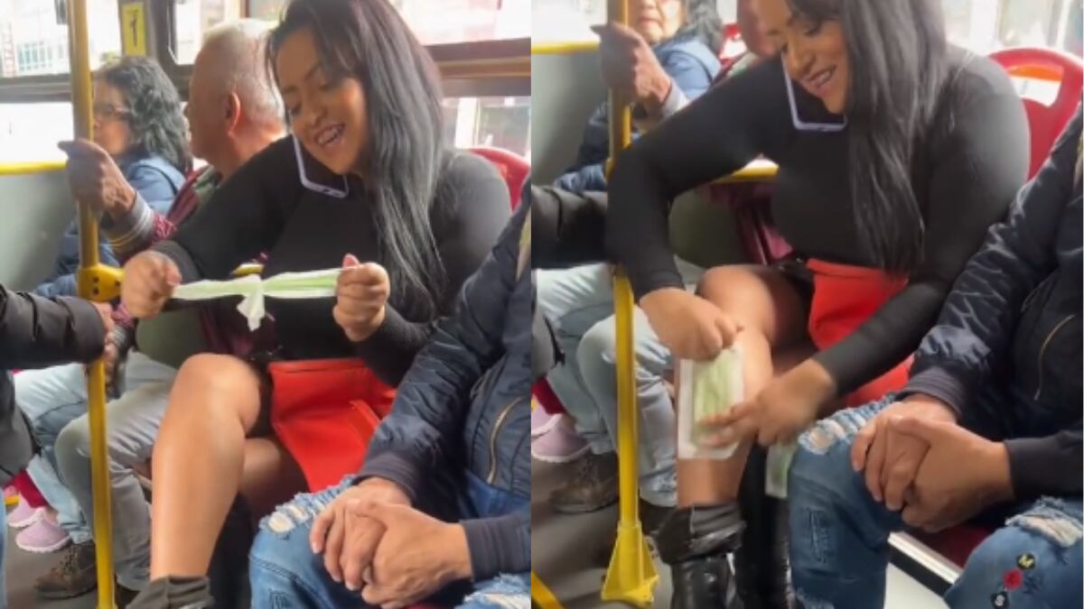 mujer depilándose en transmilenio