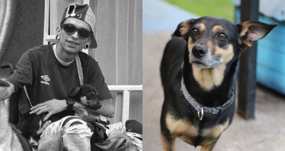 Javier Acosta junto a su perrita Katy.