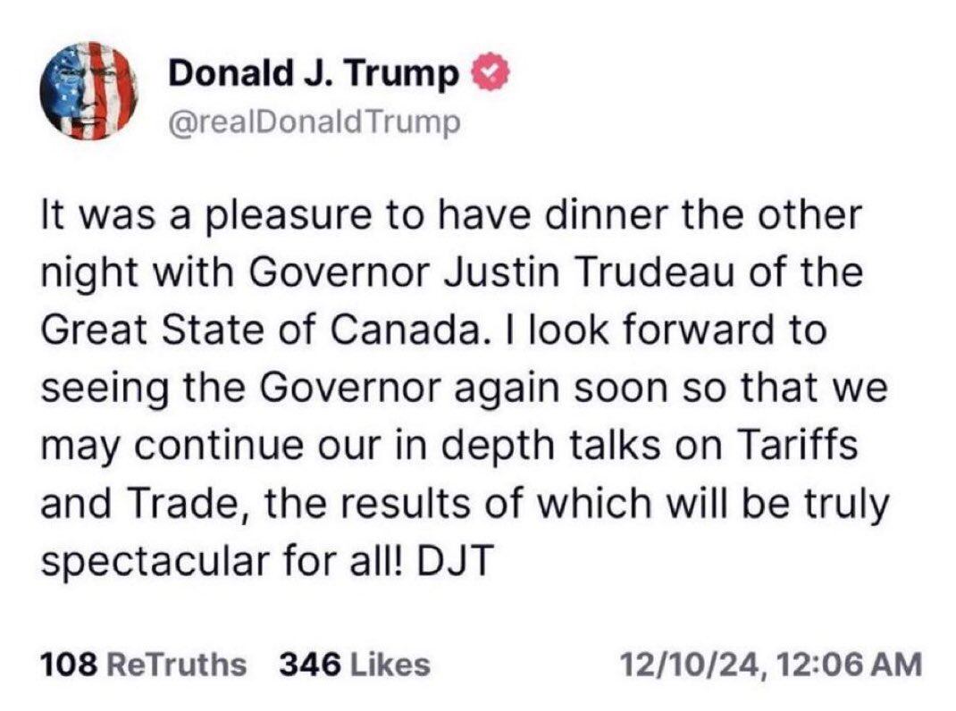 El presidente electo de Estados Unidos, Donald Trump, compartió una publicación en Truth Social